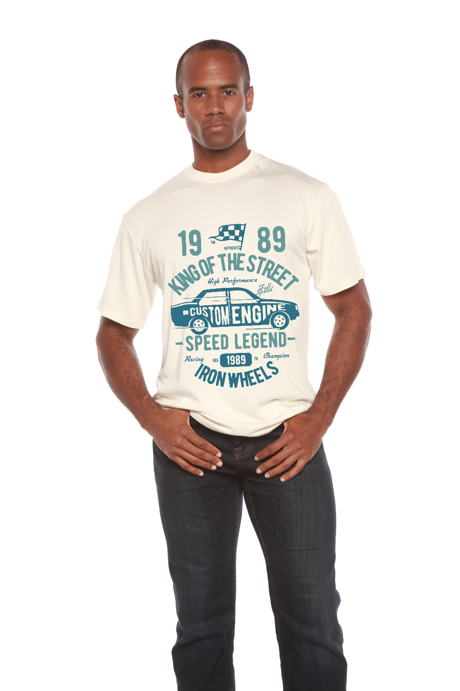 Spun Bamboo King Of The Street Men's Bamboo Viscose/Organic Cotton Short Sleeve Graphic T-Shirt — color detail