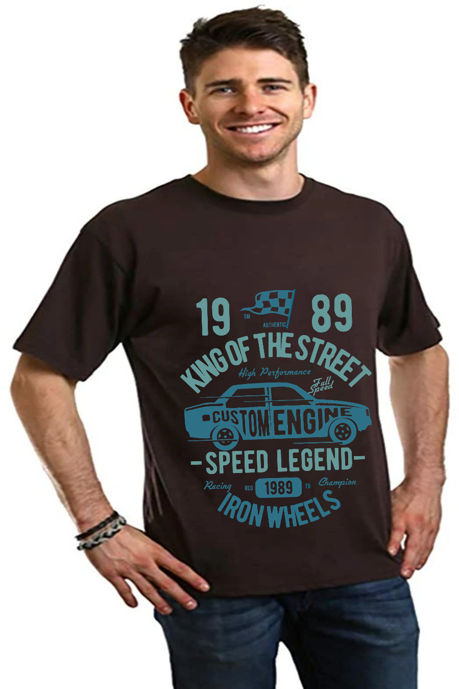 Spun Bamboo King Of The Street Men's Bamboo Viscose/Organic Cotton Short Sleeve Graphic T-Shirt — back view