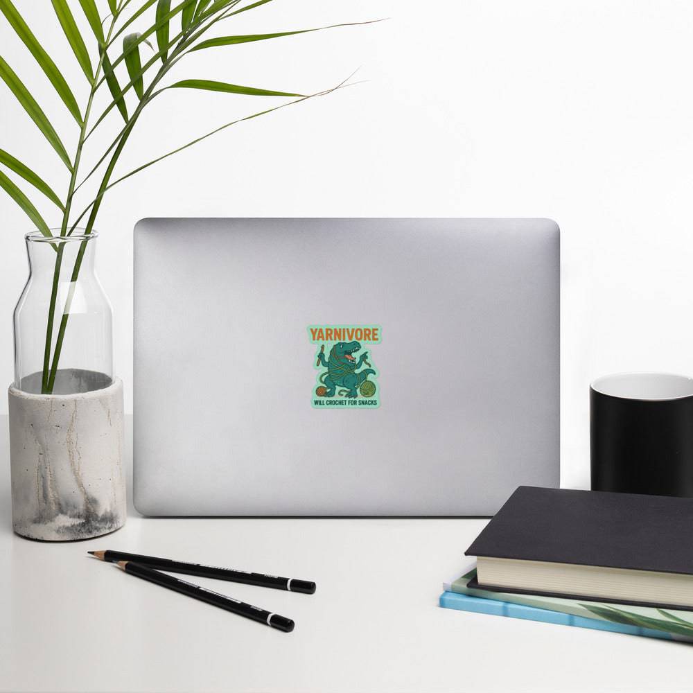 Darn Good Yarn 🦖 Yarnivore Sticker – Will Crochet for Snacks Bubble-free stickers — product category context