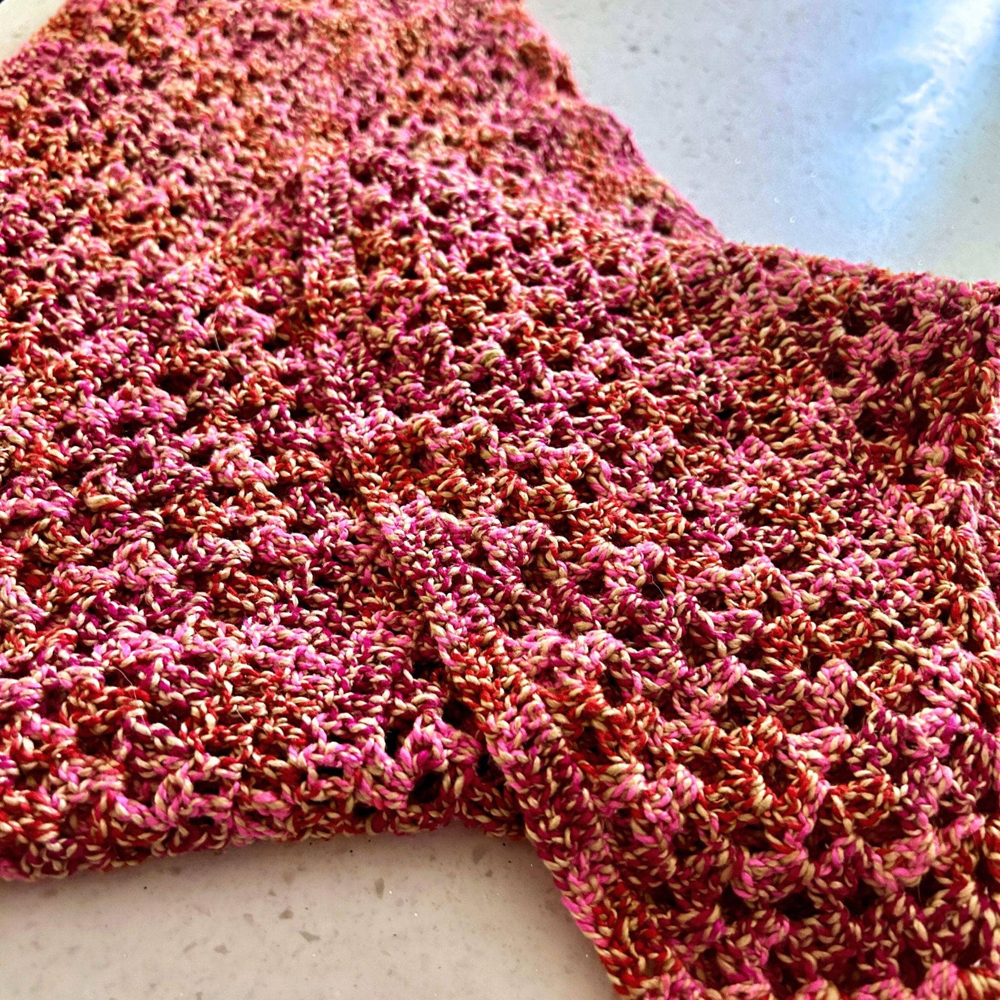 Darn Good Yarn Darn Good Yarn A Walk in the Garden Shawl Crochet Kit — Darn Good Yarn branding close-up