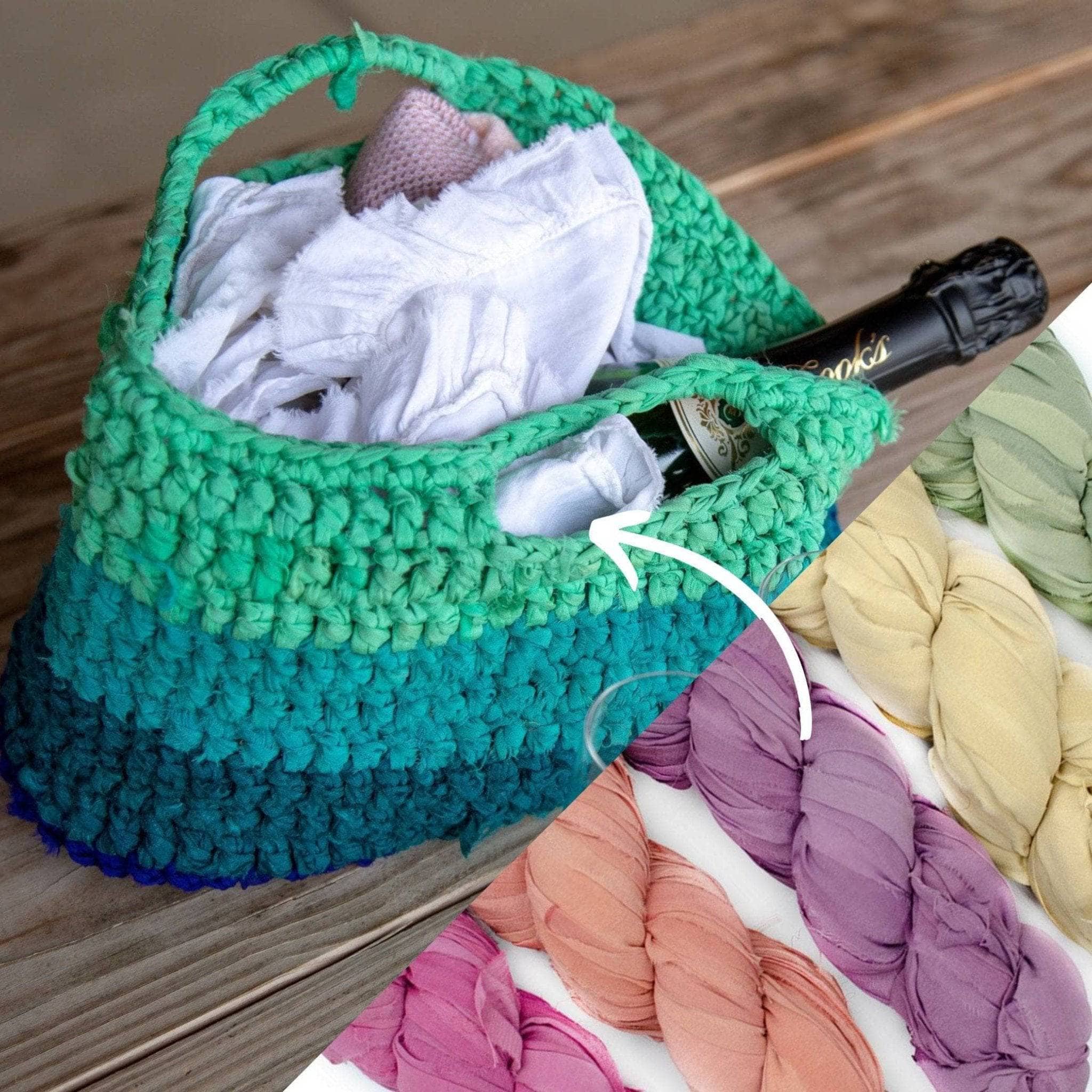 Darn Good Yarn Easy Market Tote Crochet Kit or Knitting Kit — product on model