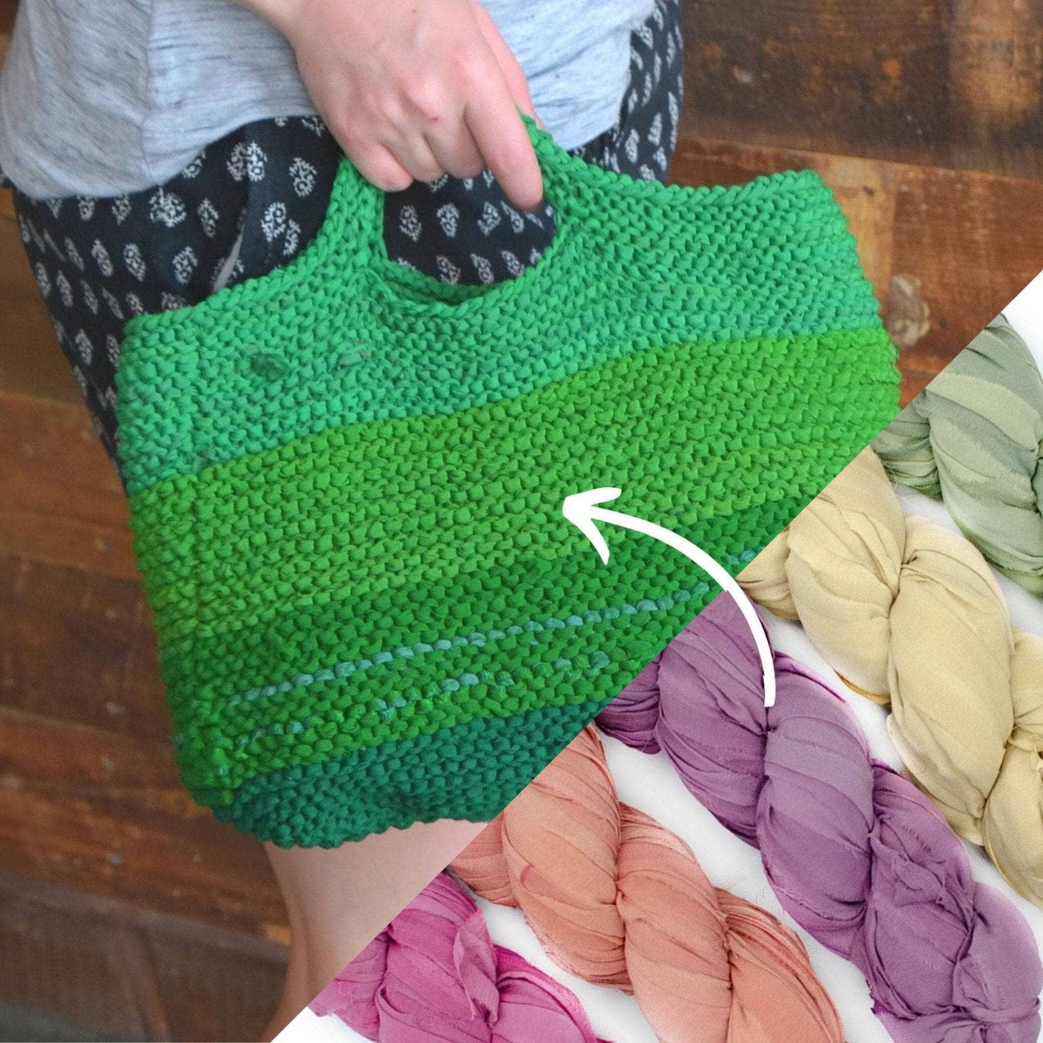 Darn Good Yarn Easy Market Tote Crochet Kit or Knitting Kit — flat-lay composition