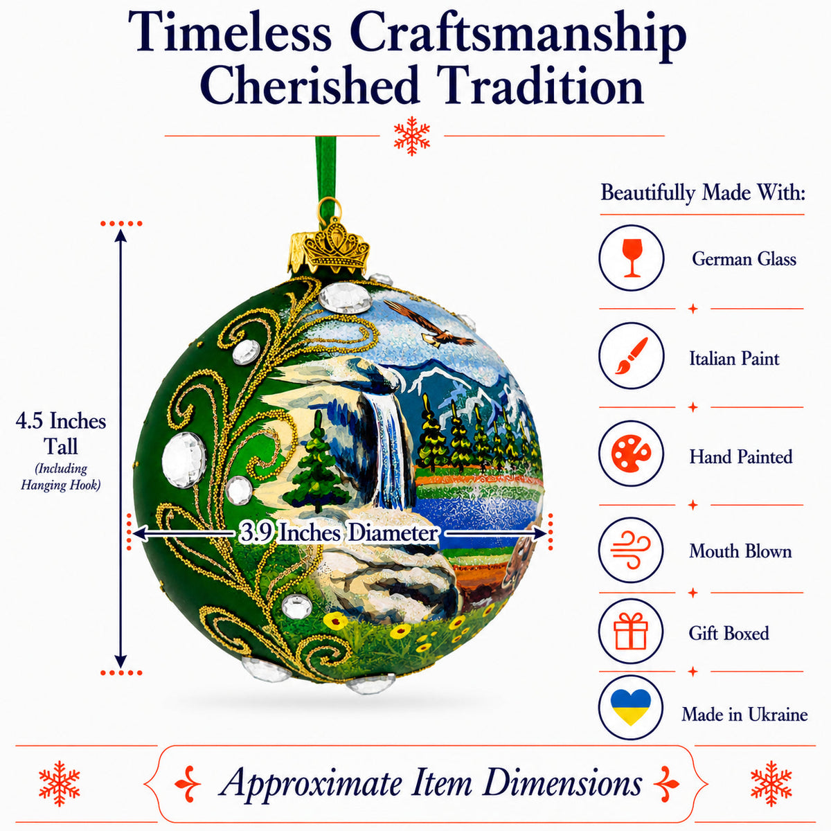 Yellowstone National Park Glass Christmas Ornament