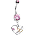 BodyCandy Pink CZ Gem Tie Up My Heart Dangle Belly Ring — main product shot