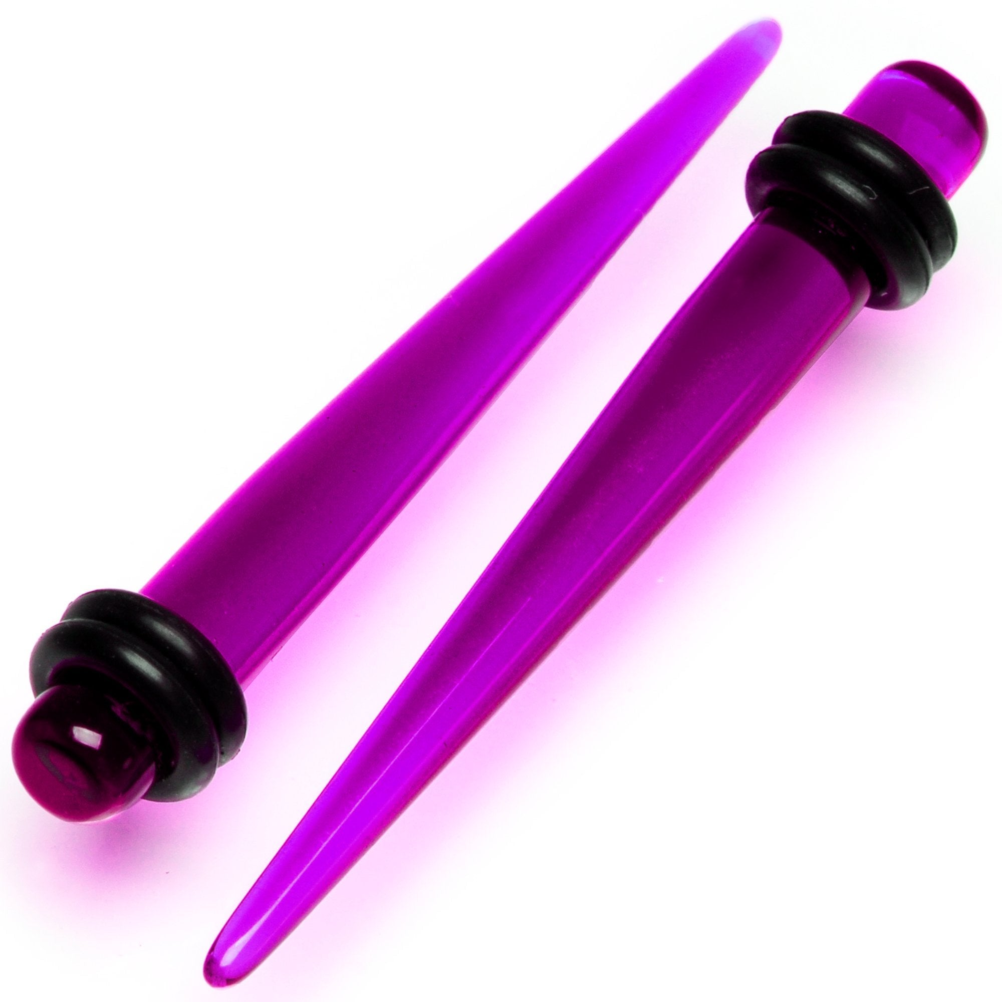 BodyCandy 14 to 00G Fuchsia Acrylic Straight Taper Set 18 Piece Stretching Kit — side view