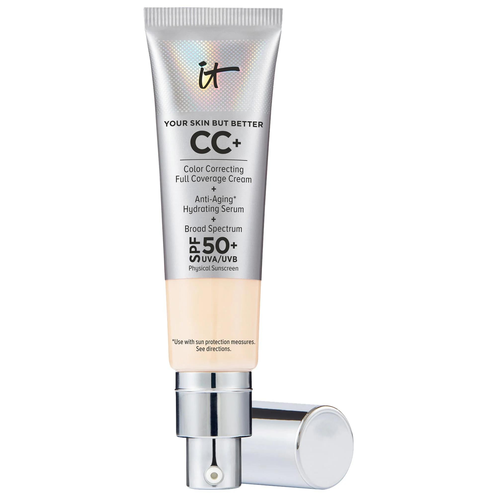 IT Cosmetics CC+ Cream Full Coverage Foundation SPF 50+: Hydrating, Anti-Aging, Color Correcting - Conceals Redness, Acne & Dark Circles