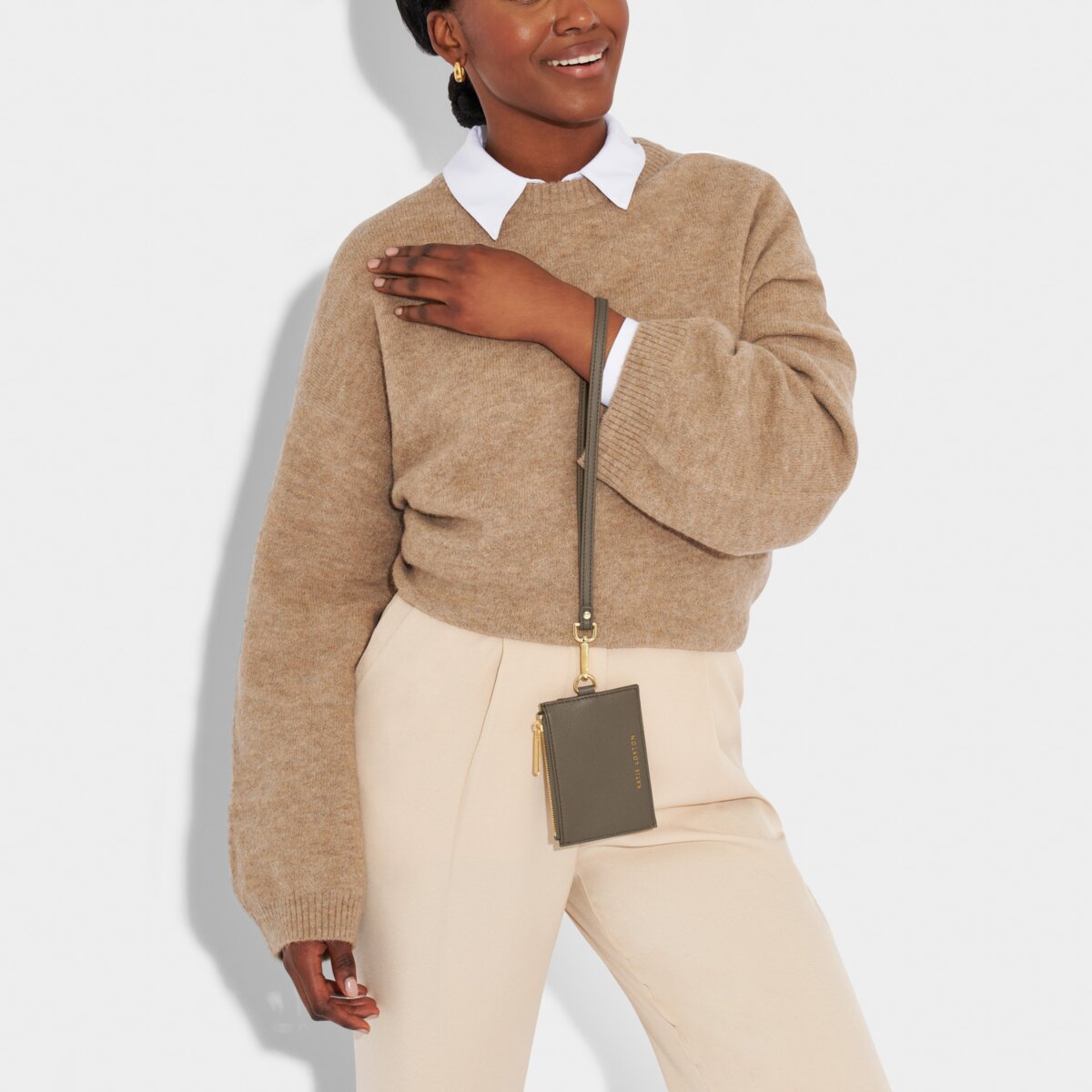 KADOU BOUTIQUE Ashley Cardholder with Strap - Mink — main product shot