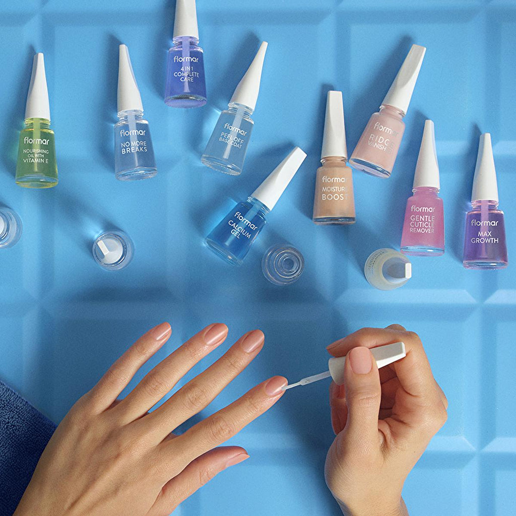 Flormar Calcium Gel Nail Strengthening Base Coat & Nail Polish - Nourishing, Glossy Finish, Nail Care for Weak Brittle Nails