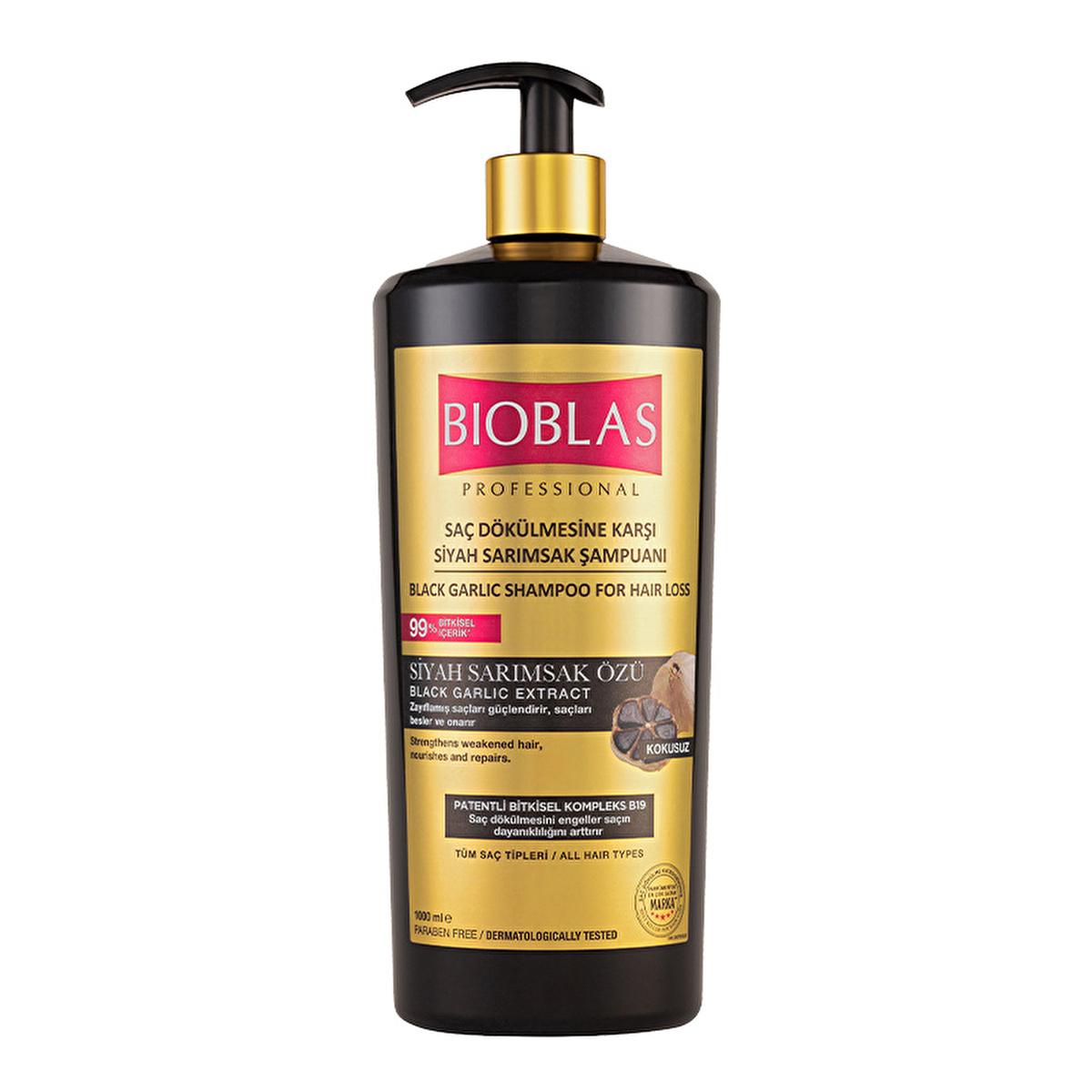 Bioblas Professional Black Garlic Shampoo for Hair Loss - 33.81 fl oz Nourishing Daily Use