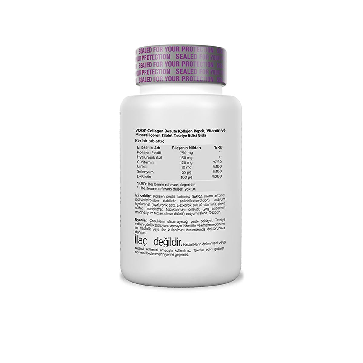 Voop Collagen Beauty: Kollajen Peptit, Vitamin & Mineral Supplement - 30 Gluten-Free Tablets for Radiant Skin, Healthy Hair & Nails