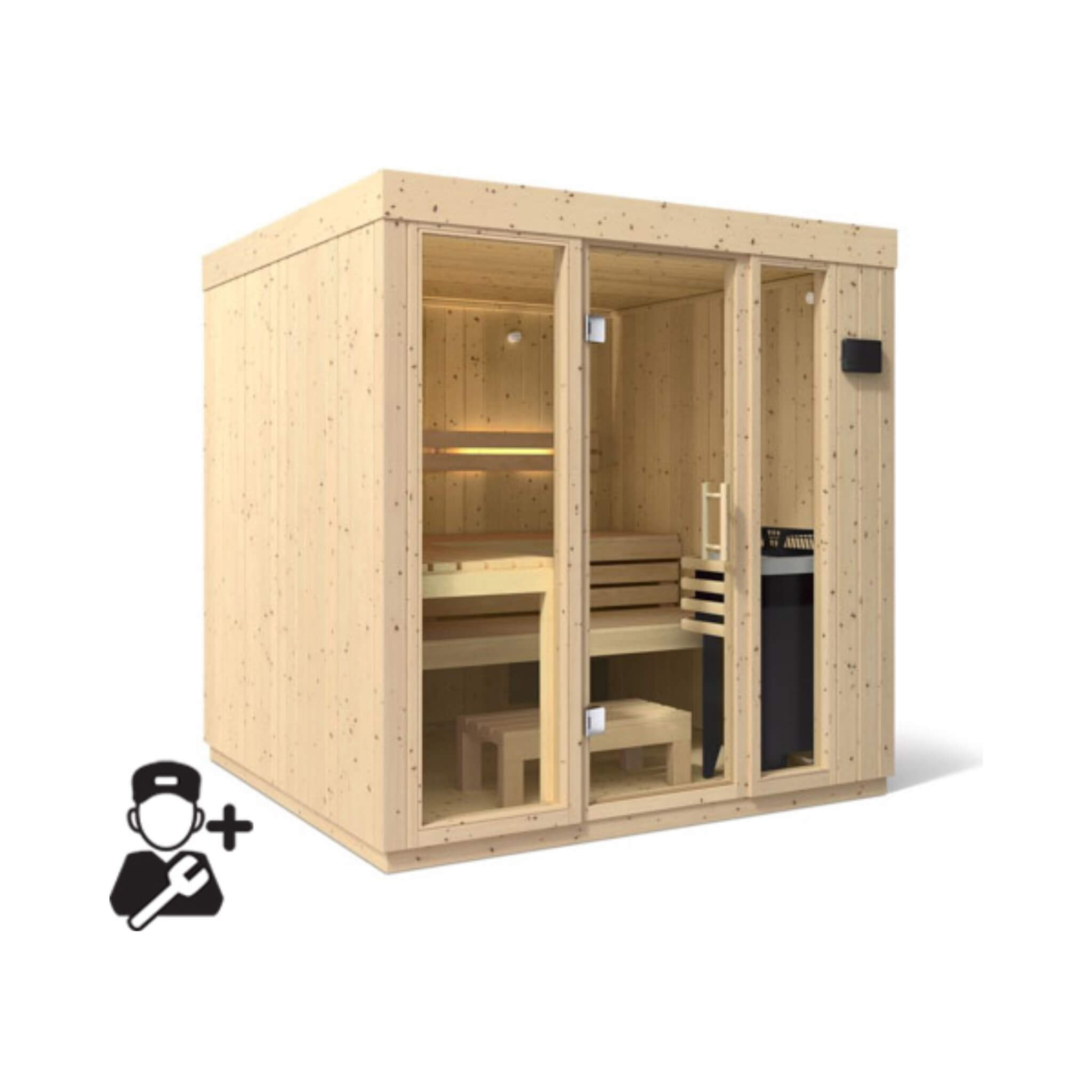 Kohler C1 Luxury Indoor Scandinavian Spruce Home Sauna Kit (SAK60418) – SAKSBY WHOLESALE, view 13