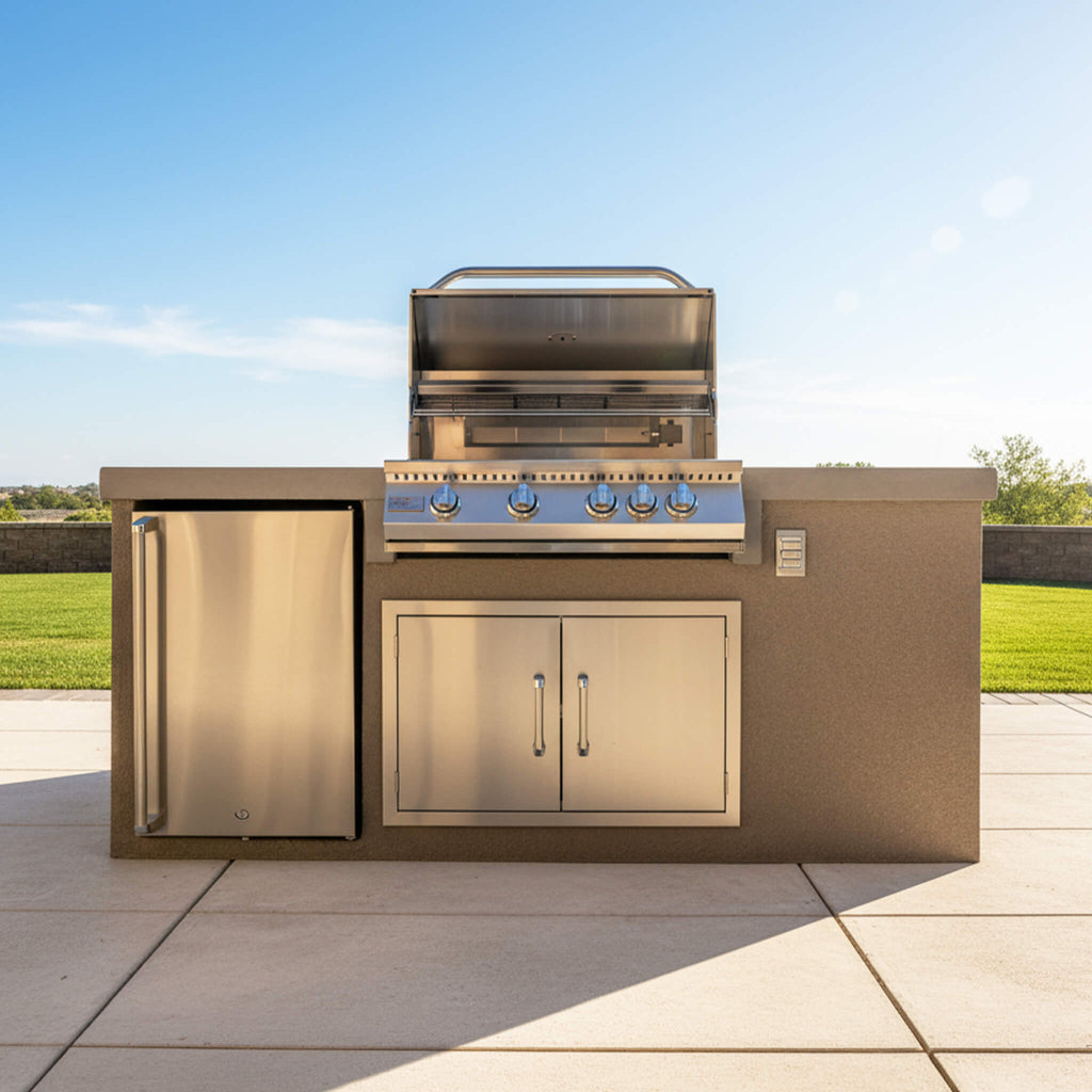 KoKoMo Grills 7FT Straight BBQ Island With Built-In BBQ And Refrigerator [Made-To-Order] (SAK46187) – SAKSBY WHOLESALE