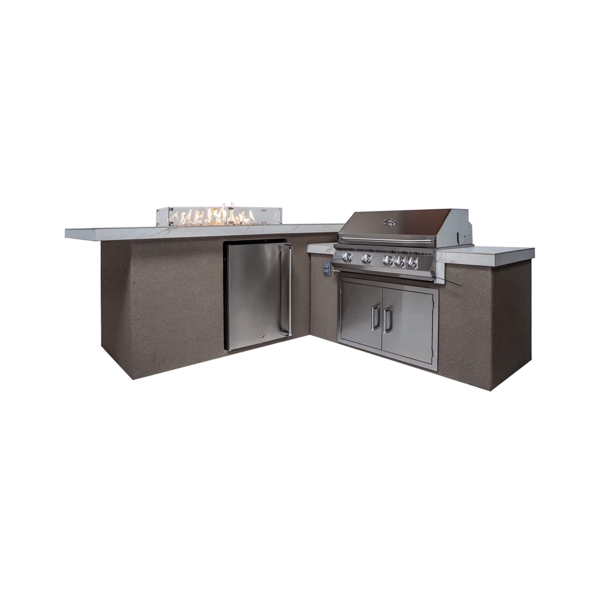 KoKoMo Grills Baja 9FT BBQ Island With LEDs, Built-In BBQ And Refrigerator [Made-To-Order] (SAK85739) – SAKSBY WHOLESALE, vie