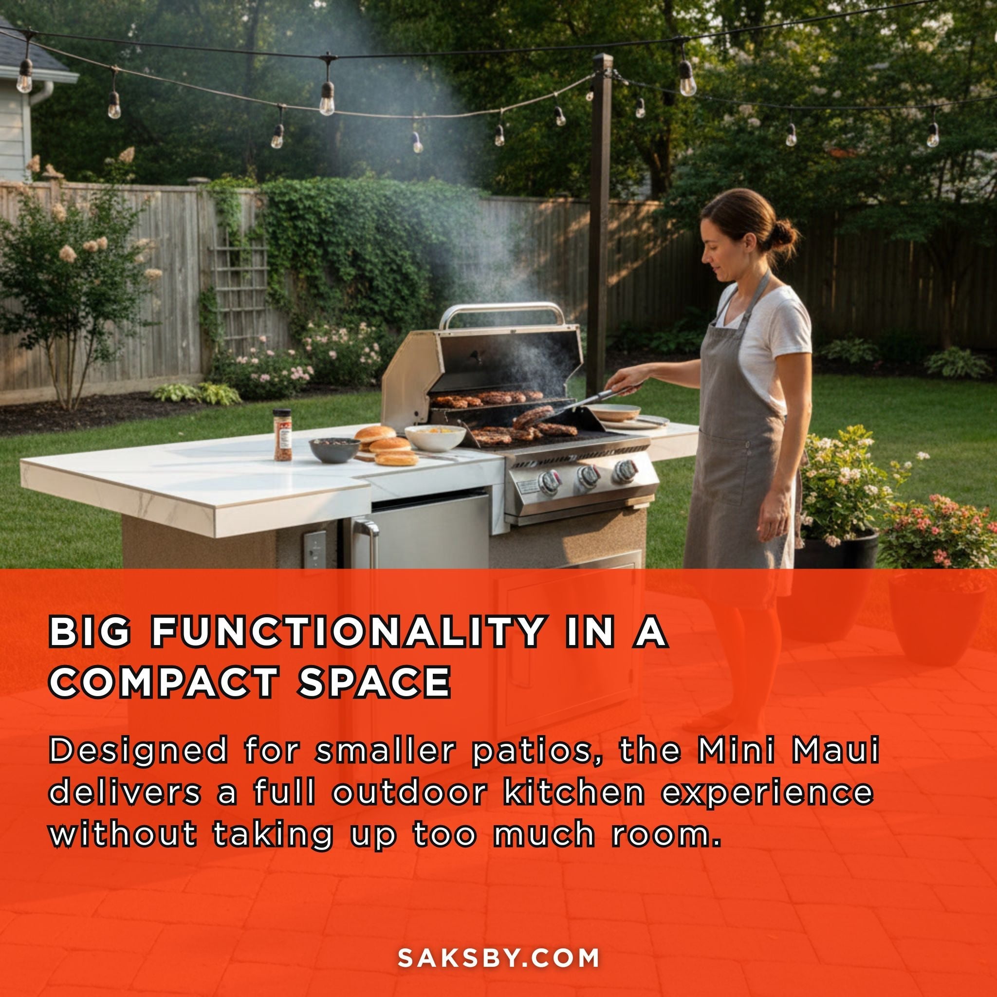 KoKoMo Grills Mini Maui 6FT BBQ Island With LED Lights, Built-In BBQ And Refrigerator [Made-To-Order] (SAK53828) – SAKSBY WHO