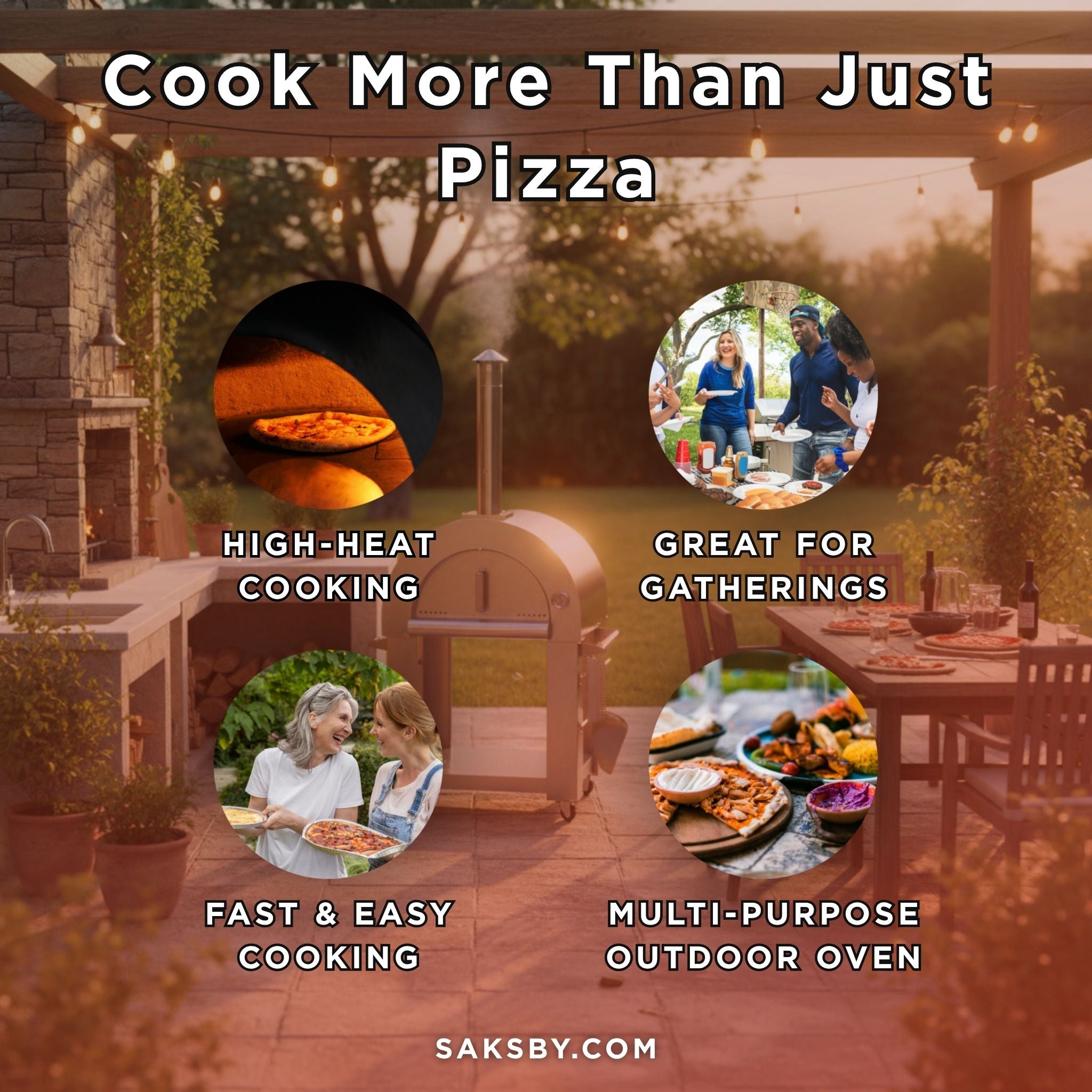KoKoMo Grills Premium 32-Inch Stainless Steel Wood Fired Pizza Oven [KO-PIZZAOVEN] (SAK92618) – SAKSBY WHOLESALE, view 4