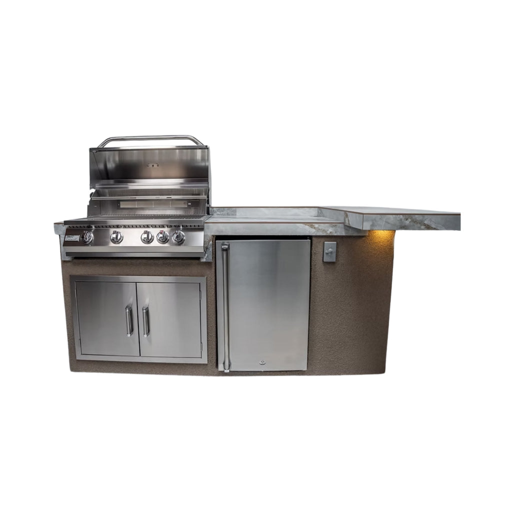 KoKoMo Grills St.John 7FT BBQ Island With LEDs, Built-In BBQ And Refrigerator [Made-To-Order] (SAK91568) – SAKSBY WHOLESALE, 
