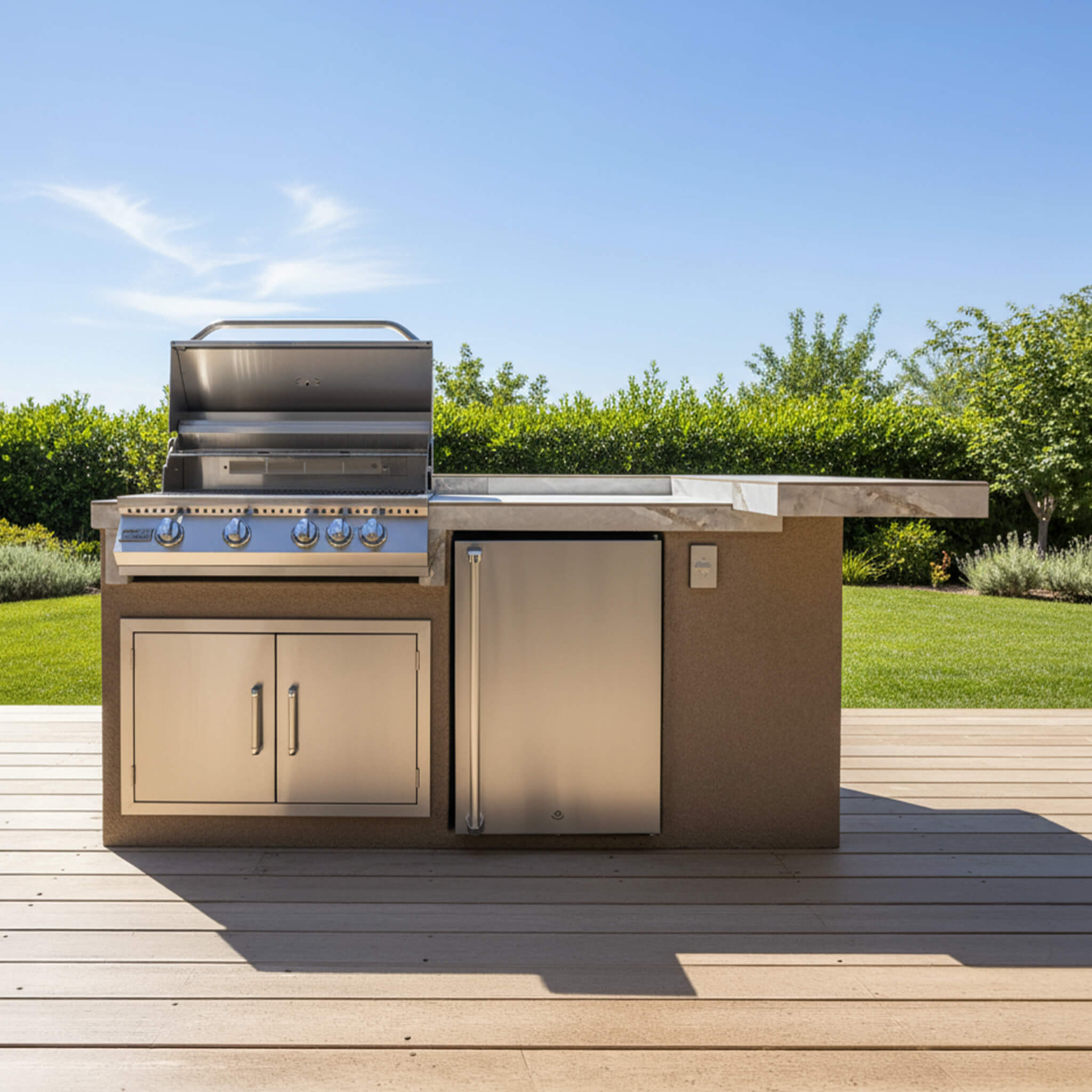 KoKoMo Grills St.John 7FT BBQ Island With LEDs, Built-In BBQ And Refrigerator [Made-To-Order] (SAK91568) – SAKSBY WHOLESALE