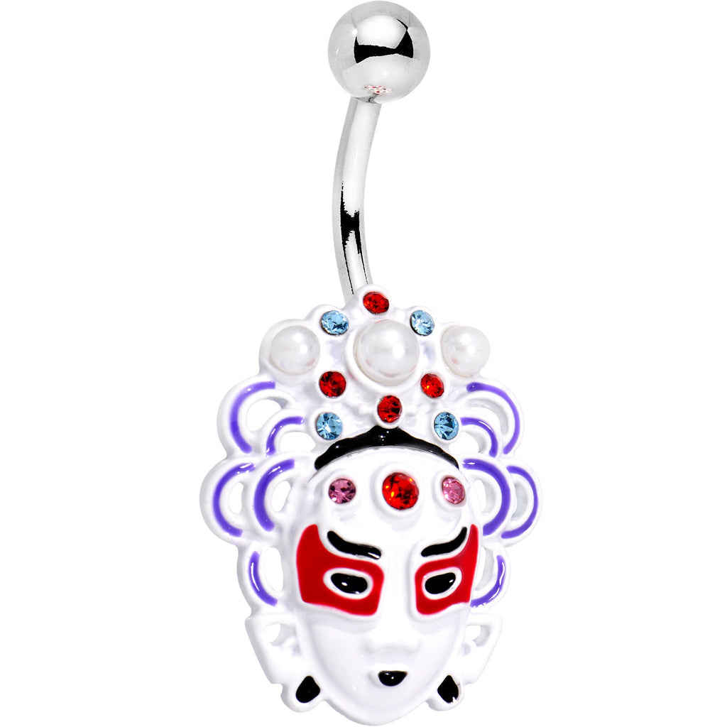 BodyCandy Aqua and Red Gem Performing Artisan Mask Belly Ring — main product shot