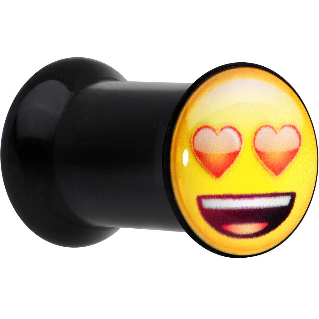 BodyCandy 2G Licensed Heart Eyes emoji Acrylic Double Flare Plug Set — construction detail