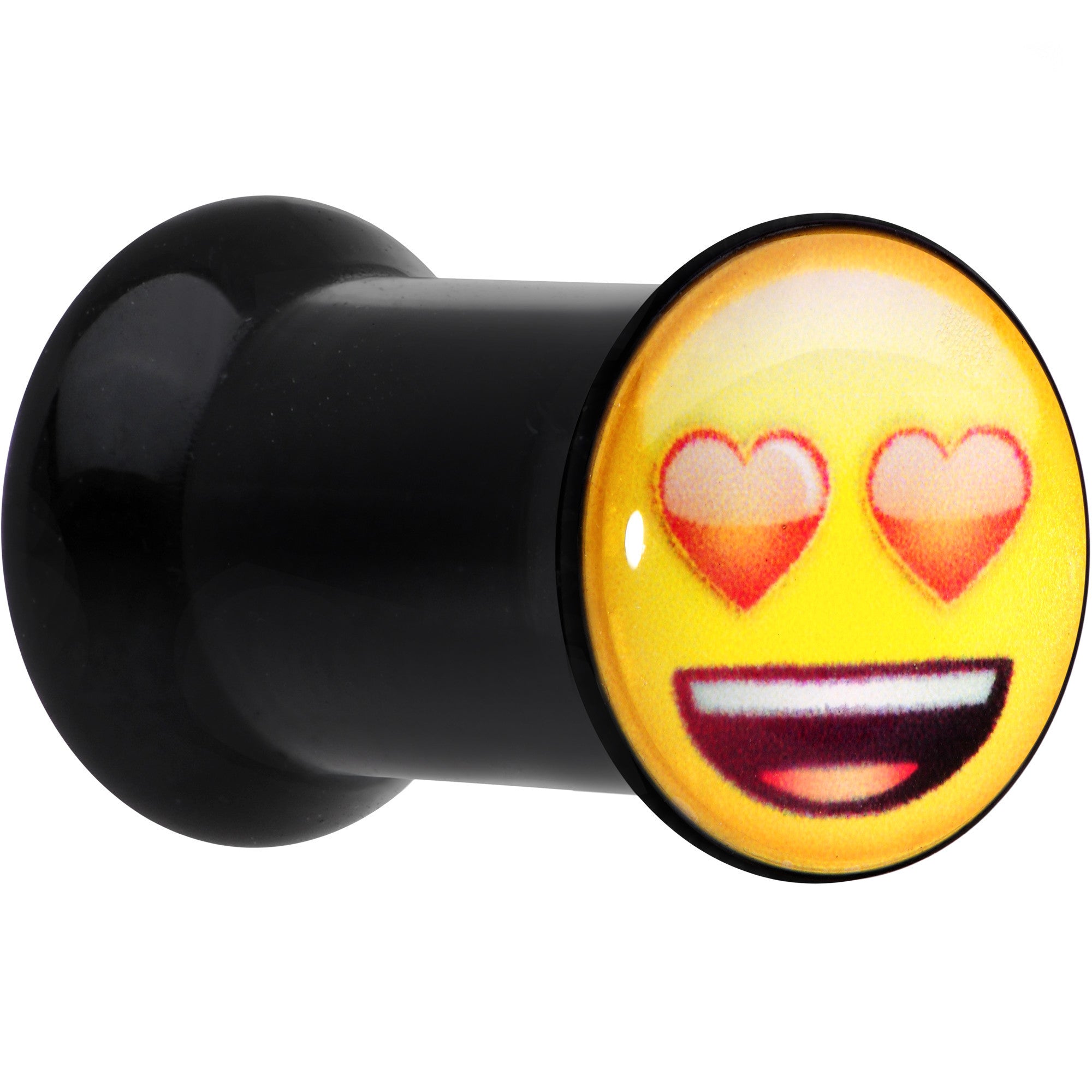 BodyCandy 2G Licensed Heart Eyes emoji Acrylic Double Flare Plug Set — construction detail