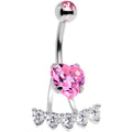 BodyCandy Pink CZ Gem Sweet Heart Sweep Dangle Belly Ring — main product shot