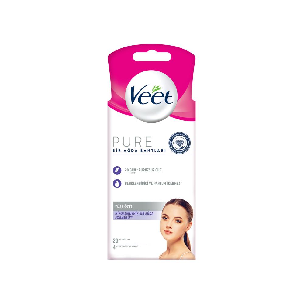 Veet Wax Strips for Face - Gentle Facial Hair Removal for Sensitive Skin - 20 Count