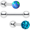BodyCandy 16G 1/4 Teal Faux Opal Ball Cartilage Tragus Earring 3 Pack Set — main product shot