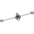 BodyCandy Green Gem Victorian Raindrop Industrial Barbell 38mm — main product shot