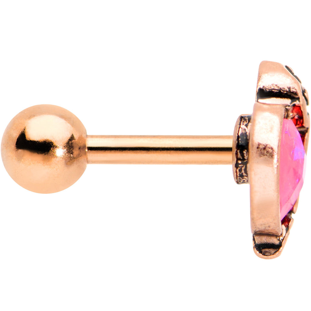BodyCandy Pink Faux Opal Rose Gold Anodized Half Heart Tragus Cartilage Earring — cartilage to stud category context