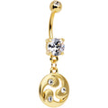 BodyCandy Clear CZ Gem Gold PVD Triskele Spiral Dangle Belly Ring — main product shot