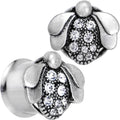 BodyCandy 9/16 Clear Gem Steel Allow Me Ladybug Double Flare Tunnel Plug Set — main product shot
