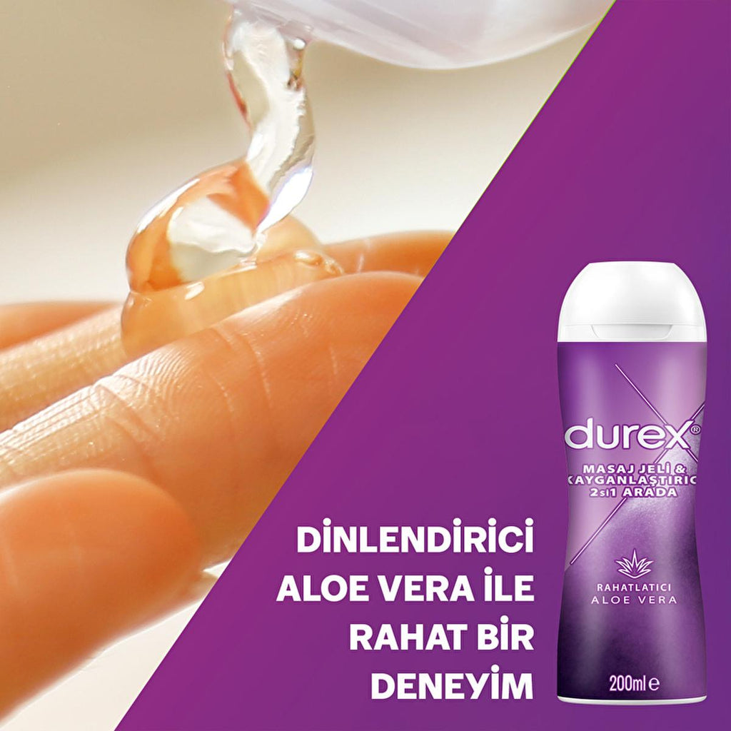 Durex 2in1 Aloe Vera Massage Gel & Personal Lubricant - Soothing, Fragrance-Free Intimate Gel for Couples - 6.76 fl oz