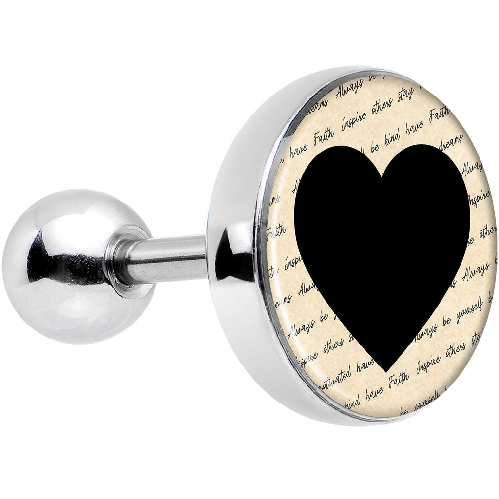 BodyCandy Love Letter Black Heart Tragus Cartilage Earring — main product shot