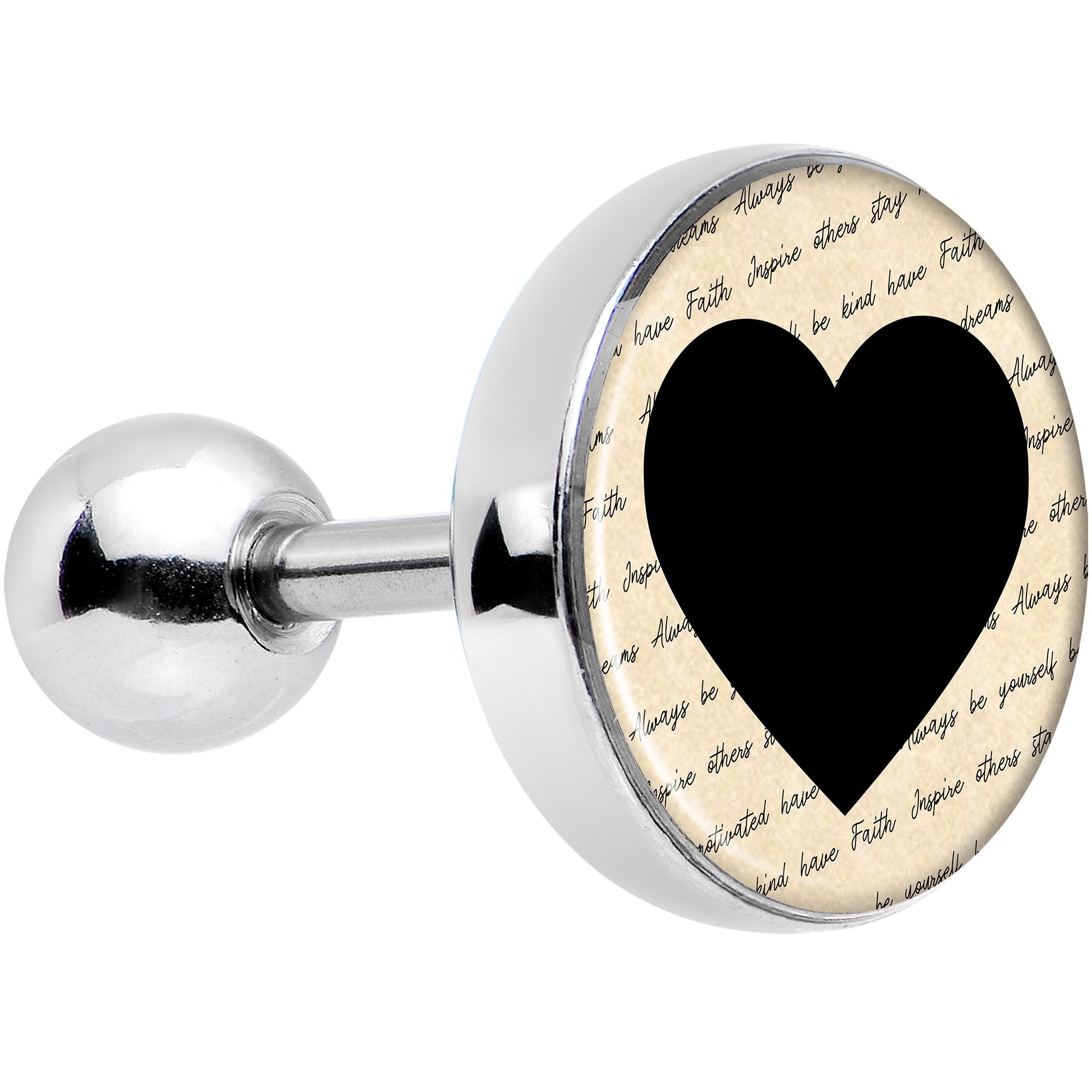 BodyCandy Love Letter Black Heart Tragus Cartilage Earring — main product shot
