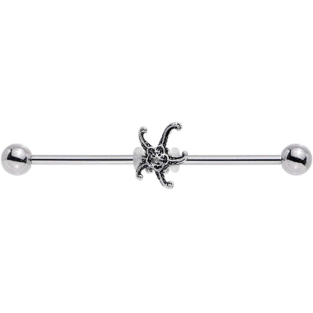 BodyCandy 14G Steel Seeing Starfish Industrial Barbell 38mm — detail close-up