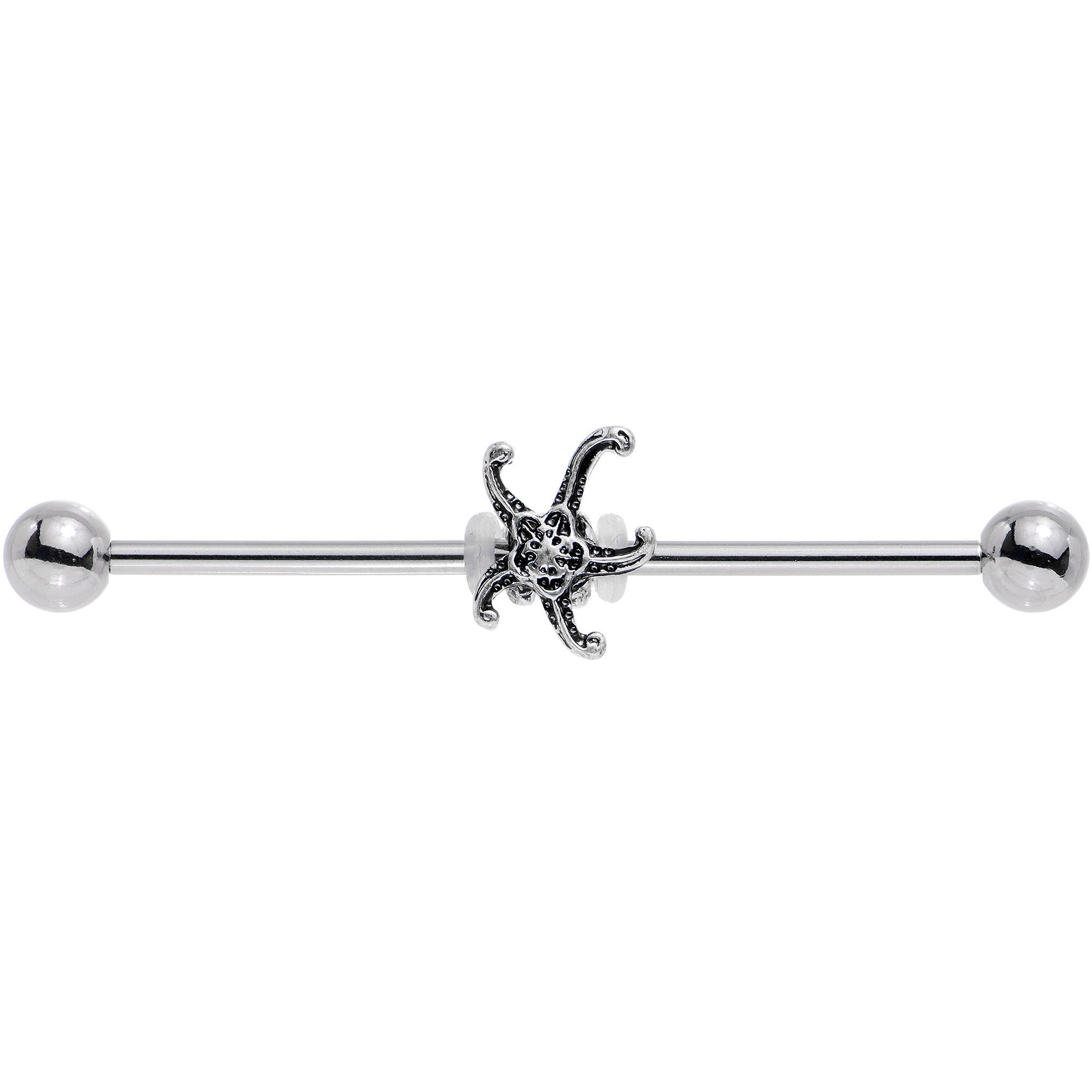BodyCandy 14G Steel Seeing Starfish Industrial Barbell 38mm — detail close-up