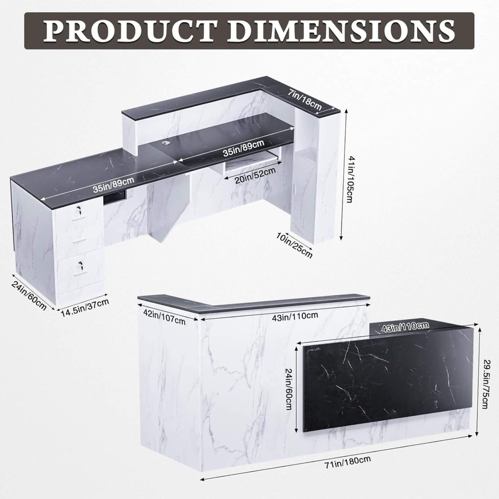 Velmor L-Shaped Modern Black And White Reception Desk With Lockable Drawers (SAK50729) – SAKSBY WHOLESALE, view 7