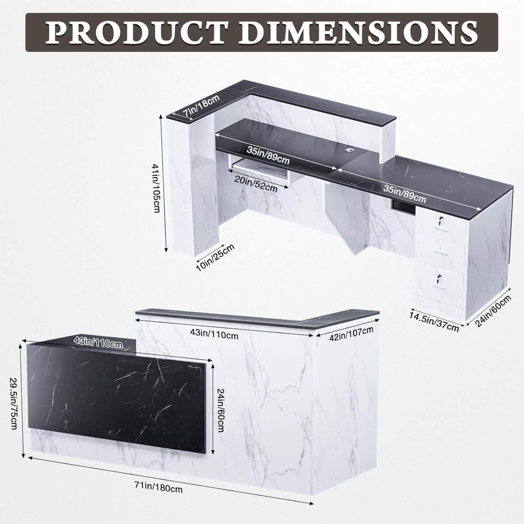 Velmor L-Shaped Modern Black And White Reception Desk With Lockable Drawers (SAK50729) – SAKSBY WHOLESALE, view 9