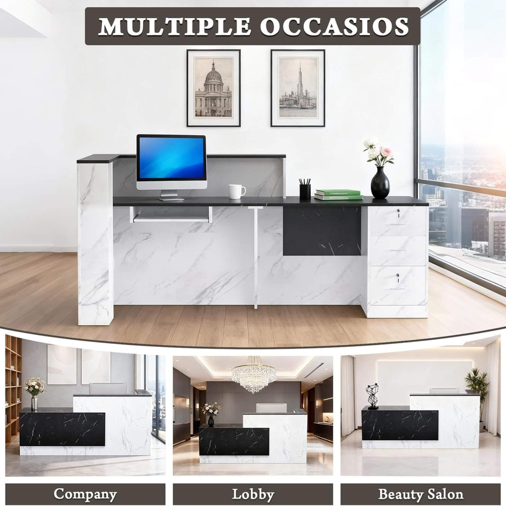 Velmor L-Shaped Modern Black And White Reception Desk With Lockable Drawers (SAK50729) – SAKSBY WHOLESALE, view 3