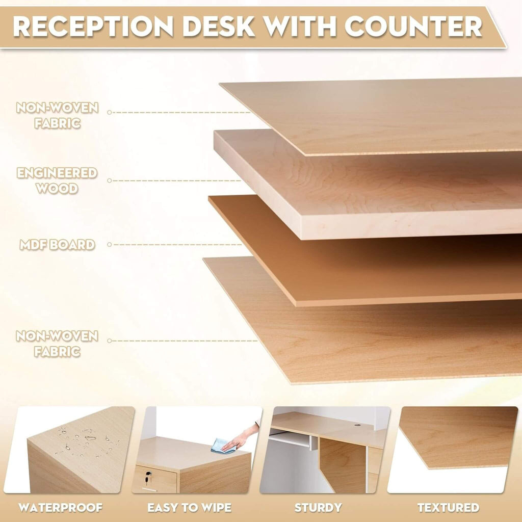 Velmor L-Shaped Modern Brown And White Reception Desk With Lockable Drawers (SAK26491) – SAKSBY WHOLESALE, view 5