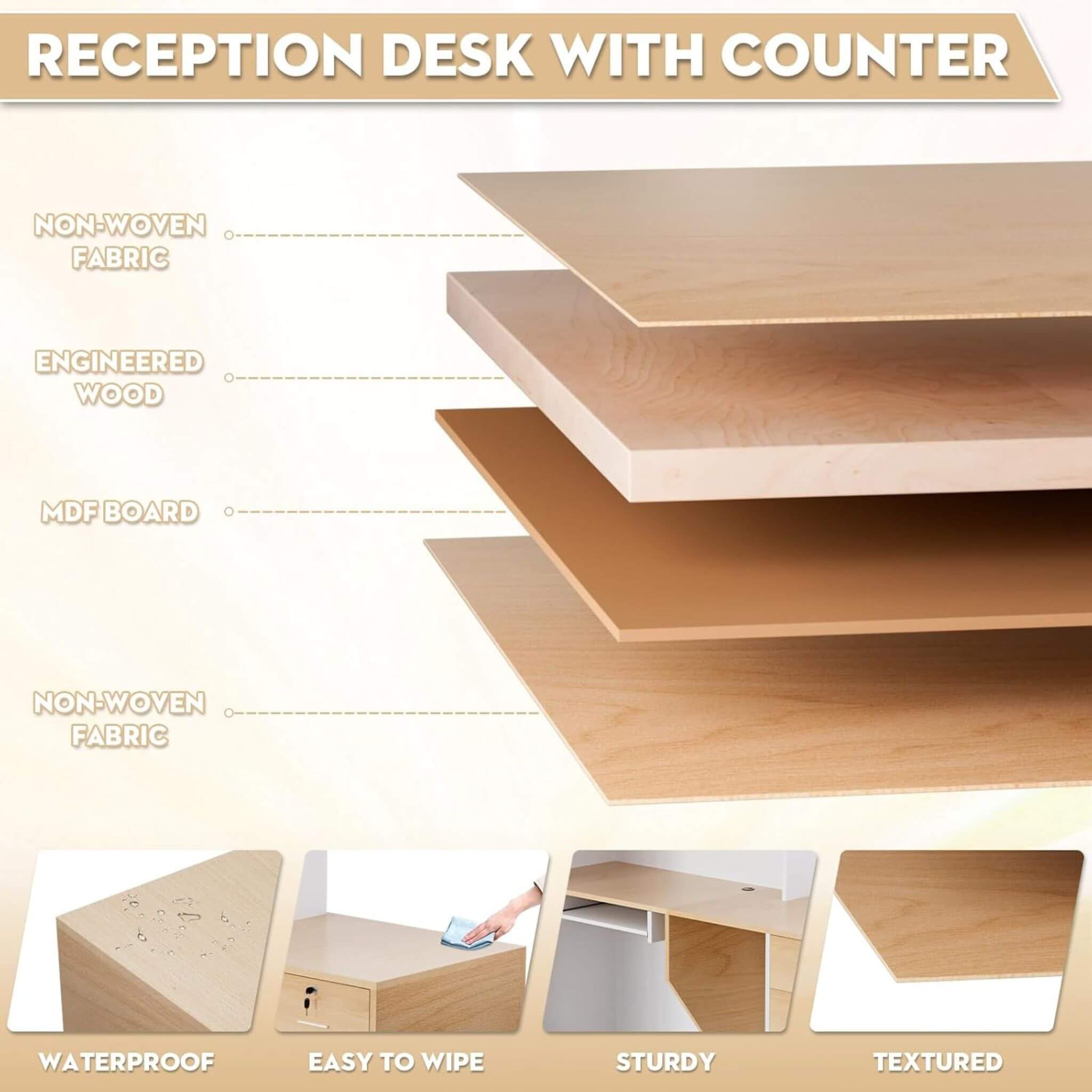 Velmor L-Shaped Modern Brown And White Reception Desk With Lockable Drawers (SAK26491) – SAKSBY WHOLESALE, view 5