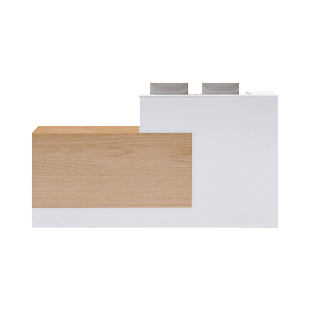 Velmor L-Shaped Modern Brown And White Reception Desk With Lockable Drawers (SAK26491) – SAKSBY WHOLESALE, view 12