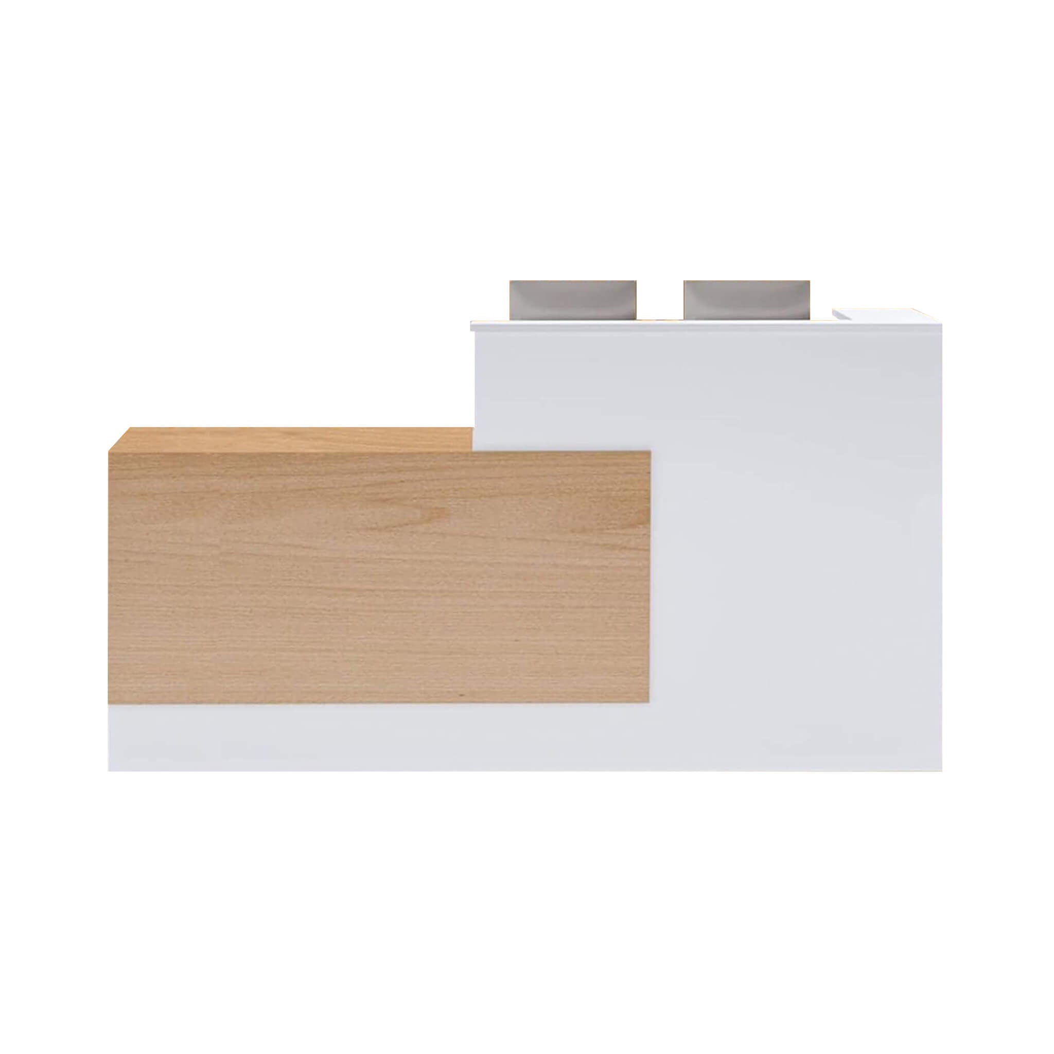 Velmor L-Shaped Modern Brown And White Reception Desk With Lockable Drawers (SAK26491) – SAKSBY WHOLESALE, view 12