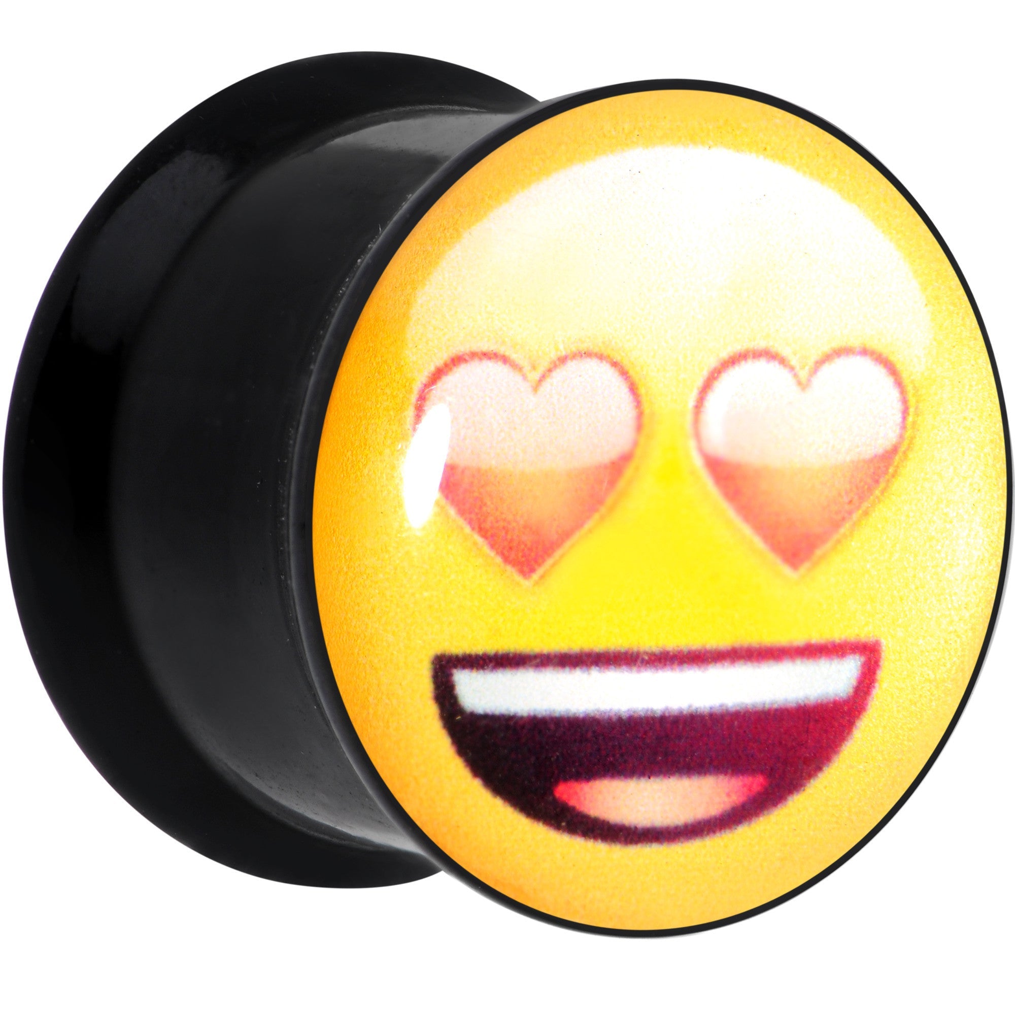 BodyCandy 9/16 Licensed Heart Eyes emoji Acrylic Double Flare Plug Set — construction detail