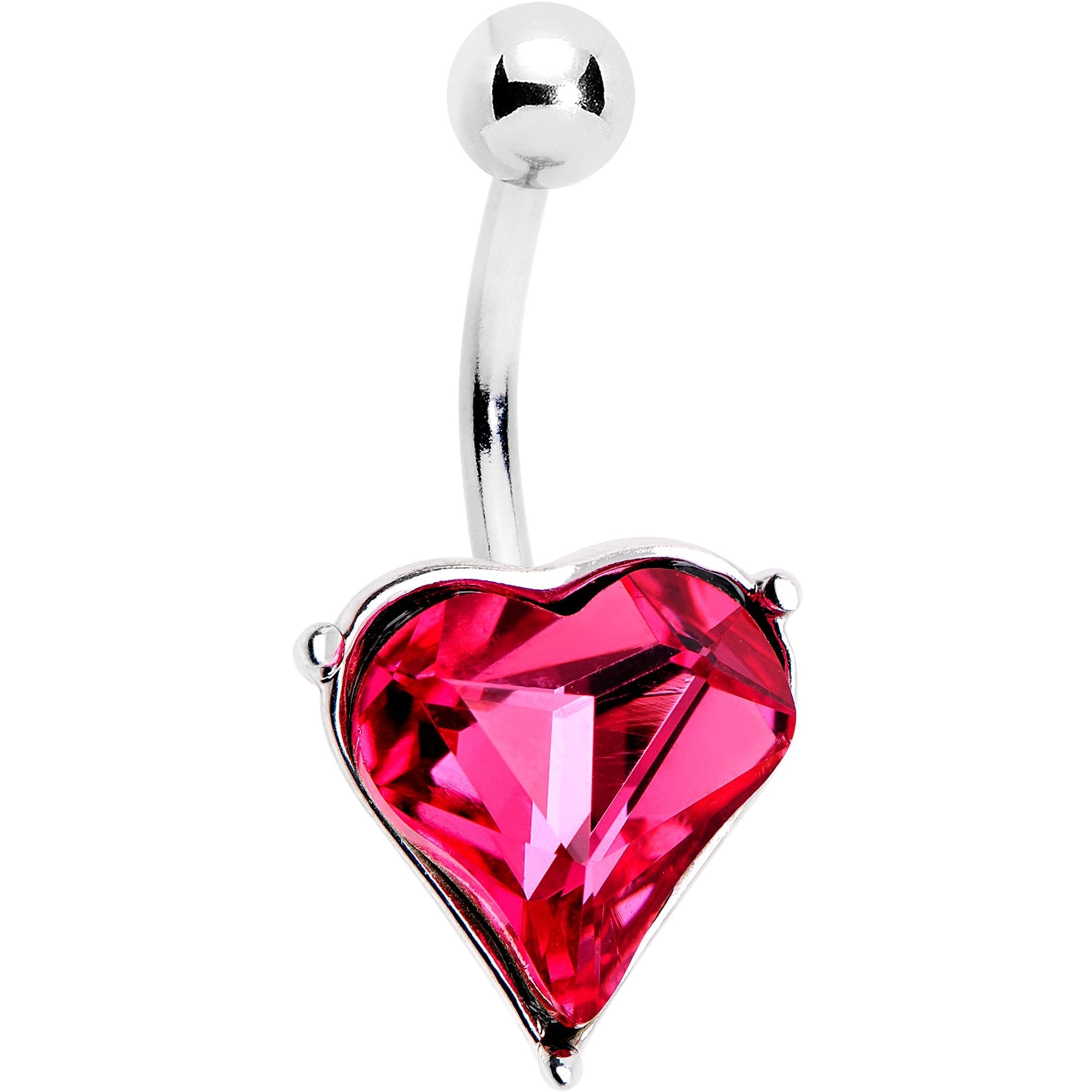 BodyCandy Red Gem Huge Heart Belly Ring — main product shot