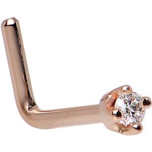 BodyCandy 14K Rose Gold 1.5mm Genuine Diamond Nose Ring — side view