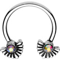 BodyCandy 16G 3/8 Aurora Gem Japanese Fan Horseshoe Circular Barbell — main product shot