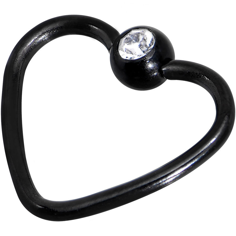 BodyCandy 18G 3/8 Clear Black Anodized Titanium Heart Closure Captive Ring — main product shot
