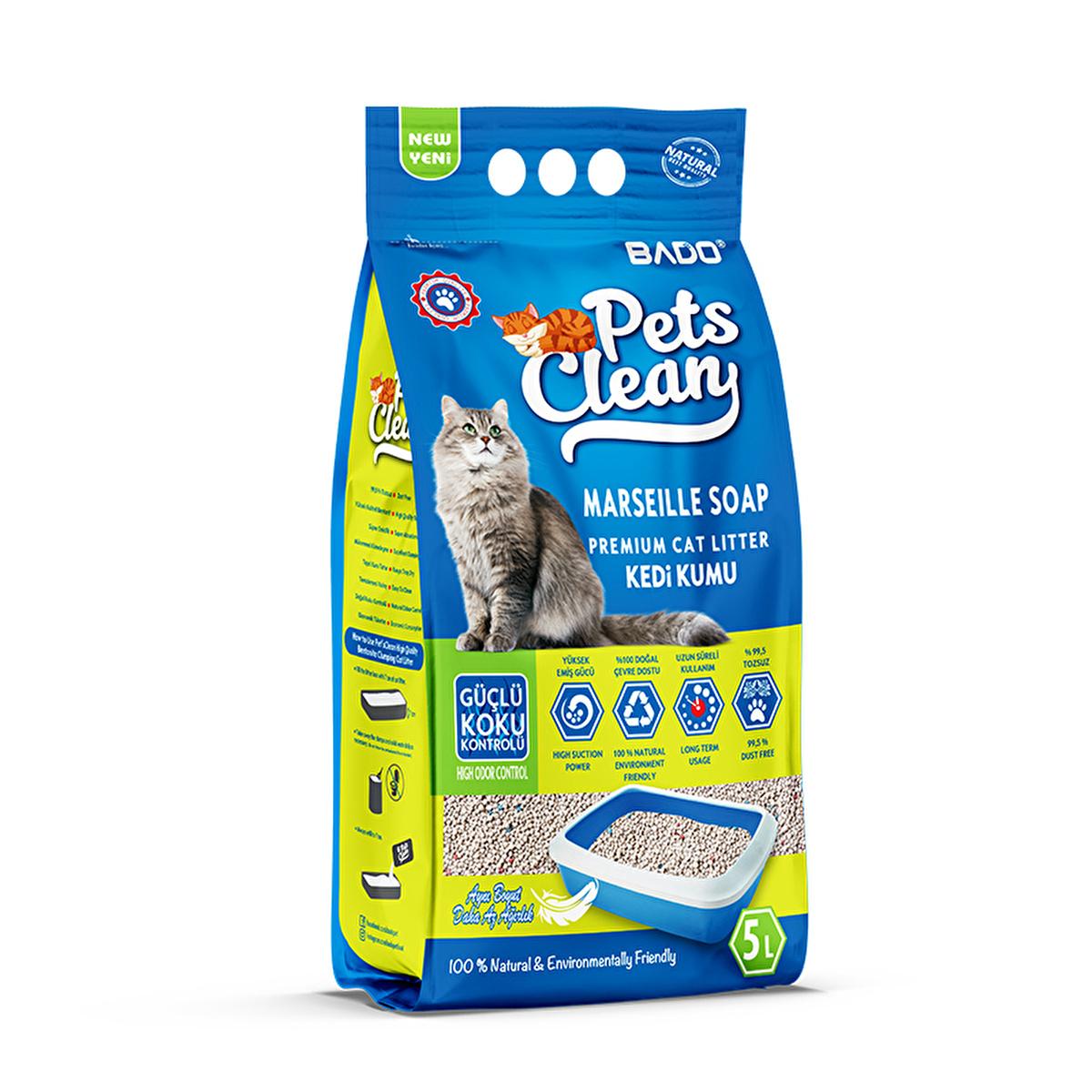 Pets Clean Soap Scented Clumping Bentonite Clay Cat Litter, 5L - Superior Odor Control, Easy Clean Up