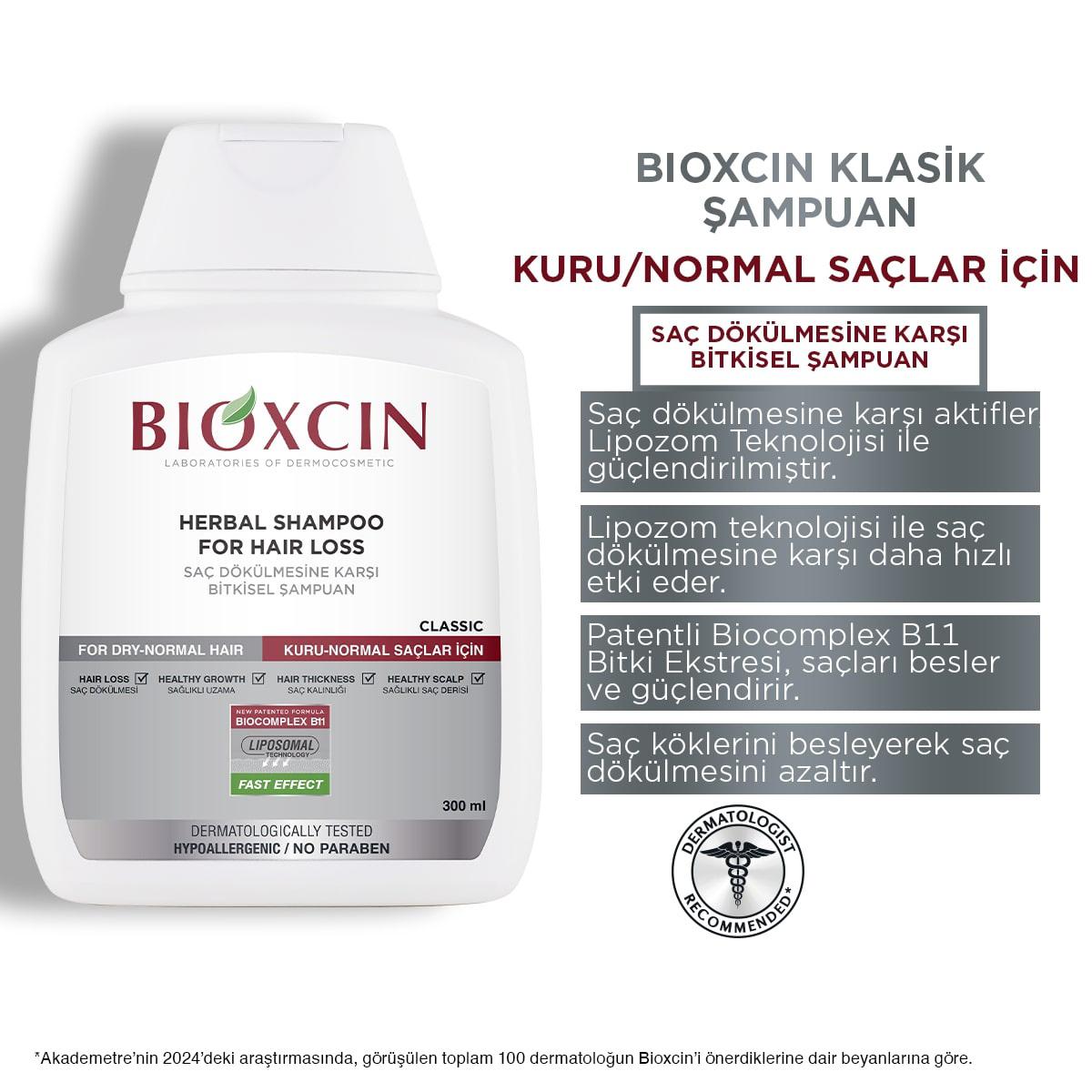 Bioxcin Botanical Shampoo for Hair Loss - Hypoallergenic, Paraben-Free, 10.14 fl oz